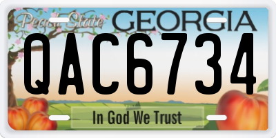GA license plate QAC6734