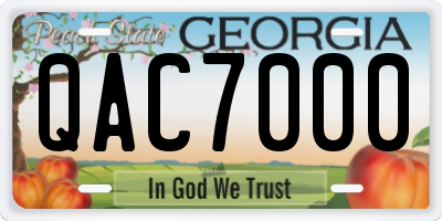 GA license plate QAC7000