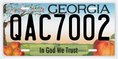 GA license plate QAC7002
