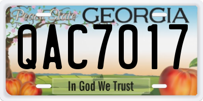 GA license plate QAC7017