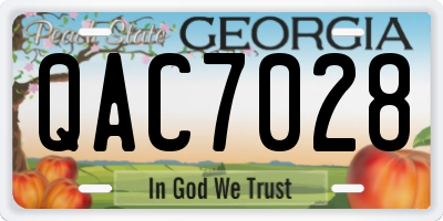 GA license plate QAC7028
