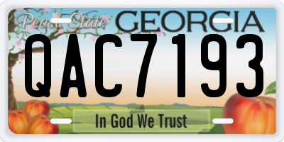GA license plate QAC7193