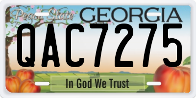 GA license plate QAC7275