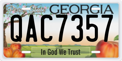 GA license plate QAC7357