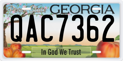 GA license plate QAC7362