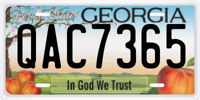 GA license plate QAC7365