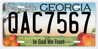 GA license plate QAC7567