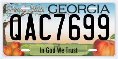 GA license plate QAC7699