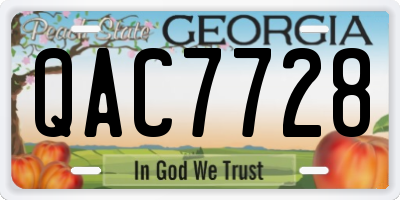 GA license plate QAC7728