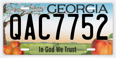 GA license plate QAC7752