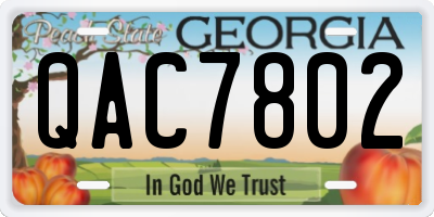 GA license plate QAC7802