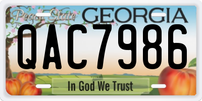 GA license plate QAC7986