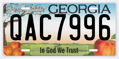 GA license plate QAC7996