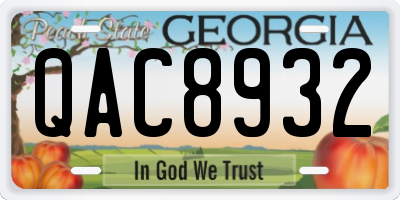 GA license plate QAC8932