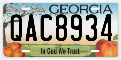 GA license plate QAC8934