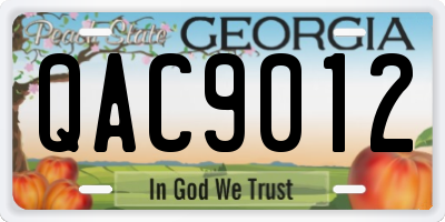GA license plate QAC9012
