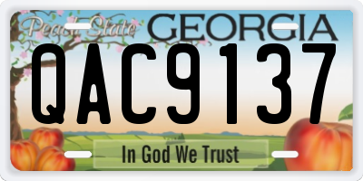 GA license plate QAC9137