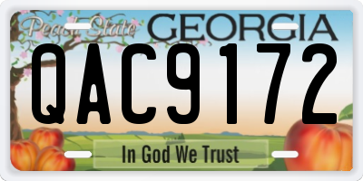 GA license plate QAC9172