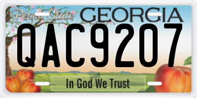 GA license plate QAC9207