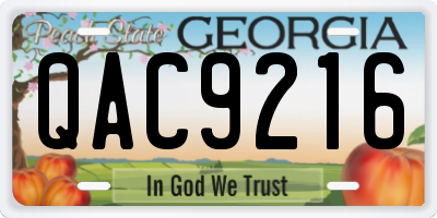 GA license plate QAC9216
