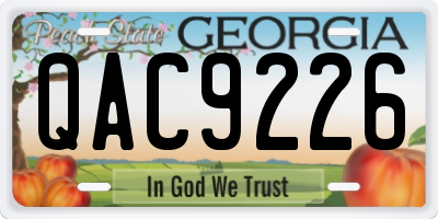 GA license plate QAC9226