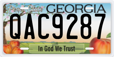 GA license plate QAC9287