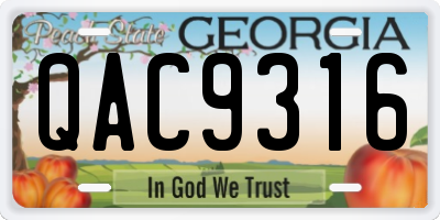 GA license plate QAC9316