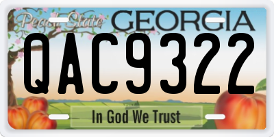 GA license plate QAC9322