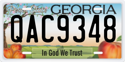 GA license plate QAC9348
