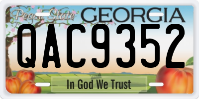 GA license plate QAC9352