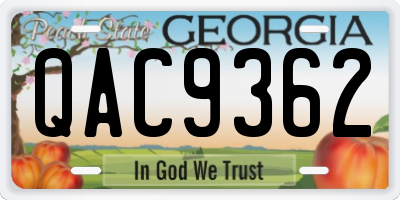 GA license plate QAC9362