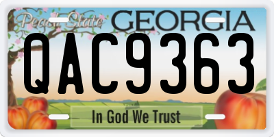 GA license plate QAC9363