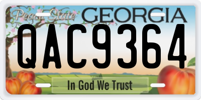 GA license plate QAC9364