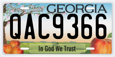 GA license plate QAC9366