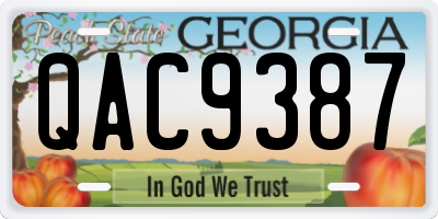 GA license plate QAC9387