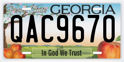 GA license plate QAC9670