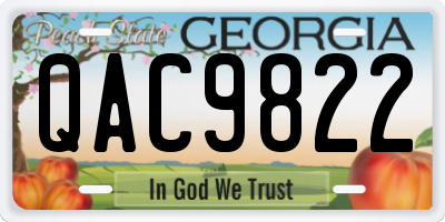 GA license plate QAC9822