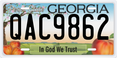 GA license plate QAC9862