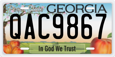GA license plate QAC9867