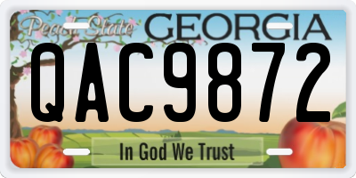GA license plate QAC9872