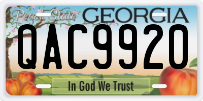 GA license plate QAC9920
