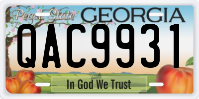 GA license plate QAC9931