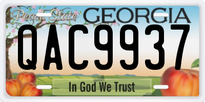 GA license plate QAC9937