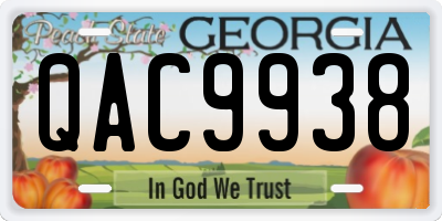 GA license plate QAC9938