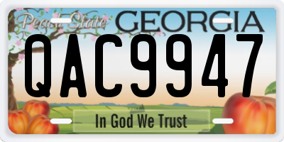 GA license plate QAC9947