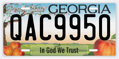 GA license plate QAC9950