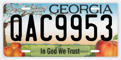 GA license plate QAC9953