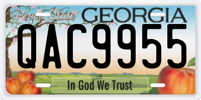 GA license plate QAC9955