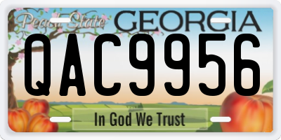 GA license plate QAC9956