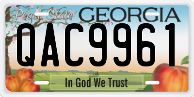 GA license plate QAC9961